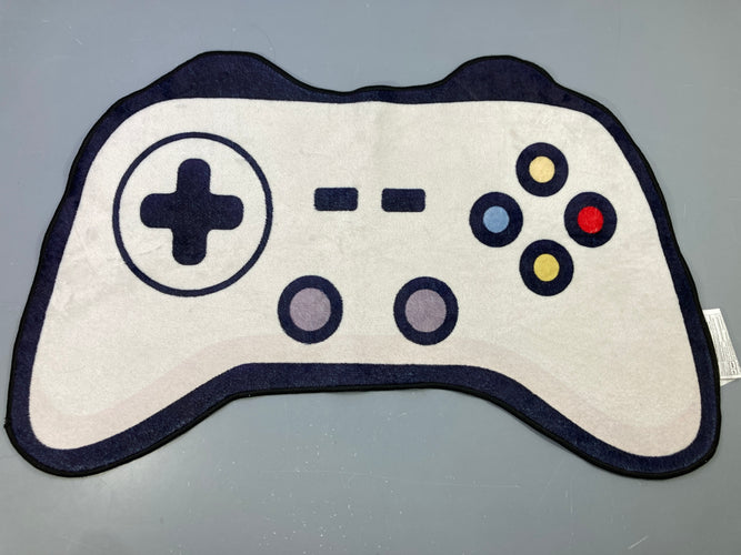 Tapis manette de jeu vidéo blanc bleu marine, boutons colorés, moins cher chez Petit Kiwi
