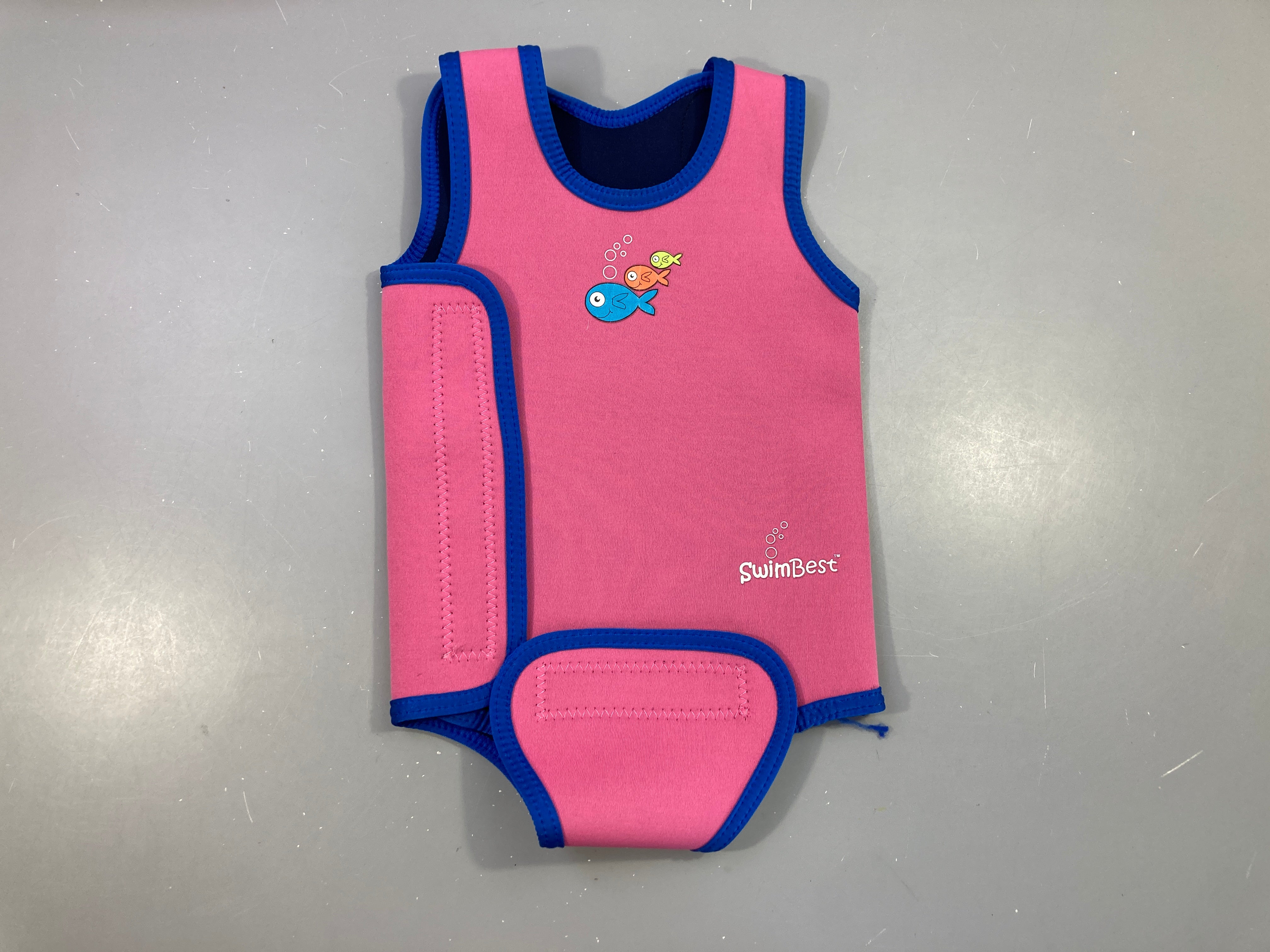 Combi néoprène rose/bleu poisson, 12-24m