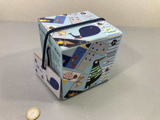 Domino puzzle 28 pcs animaux marins, collab Petit Bateau, boîte cordon, moins cher chez Petit Kiwi