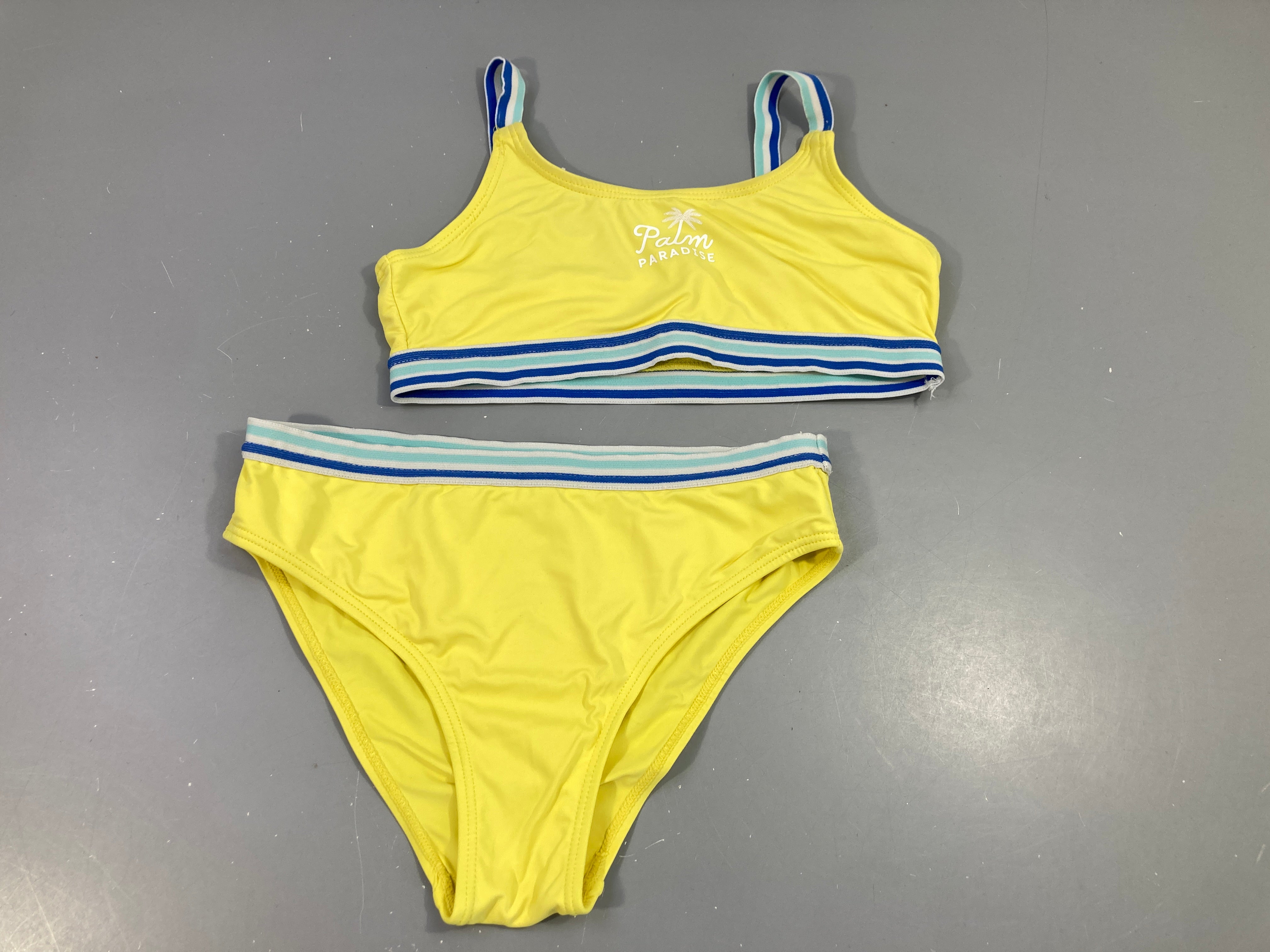 Bikini jaune bord bleu clair