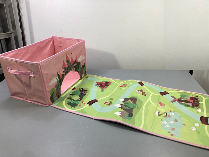 Coffre de rangement pliable rose avec tapis de jeu château Quelque traces, moins cher chez Petit Kiwi