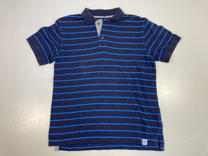 Polo jersey m.c bleu rayé bleu, moins cher chez Petit Kiwi