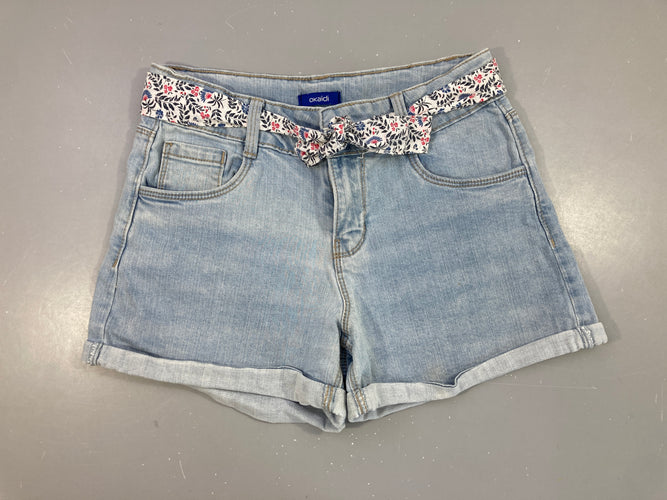 Short en jean arc +Ceinture textile, moins cher chez Petit Kiwi