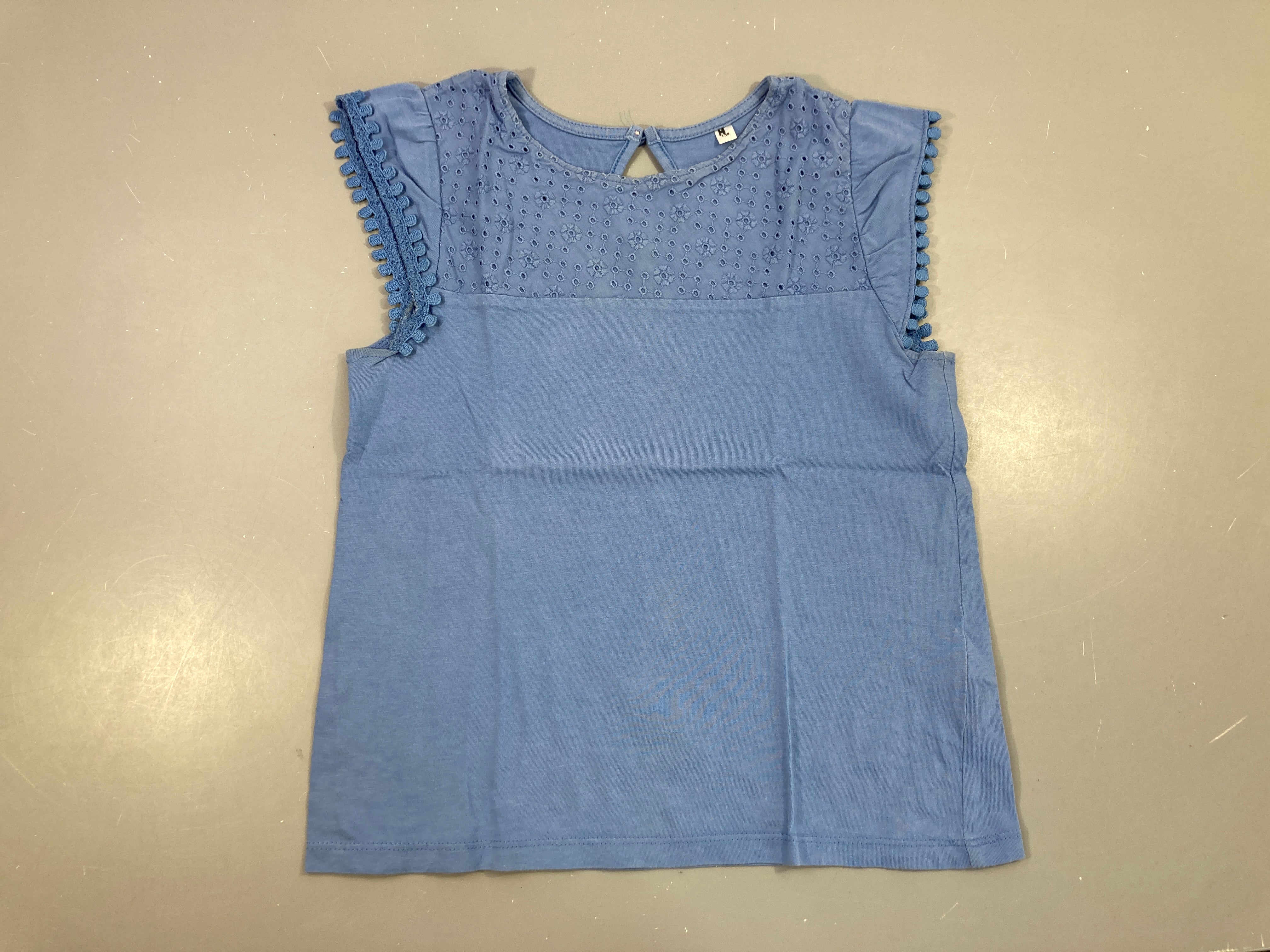 T-shirt m.c bleu brodé haut