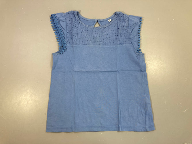 T-shirt m.c bleu brodé haut, moins cher chez Petit Kiwi