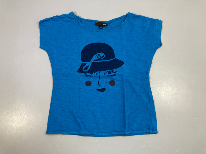 T-shirt m.c bleu flammé dame chapeau, moins cher chez Petit Kiwi