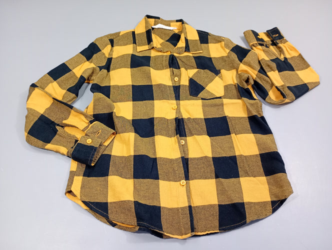 Chemisier ml  en flanelle  à carreaux jaune et bleu marine, moins cher chez Petit Kiwi