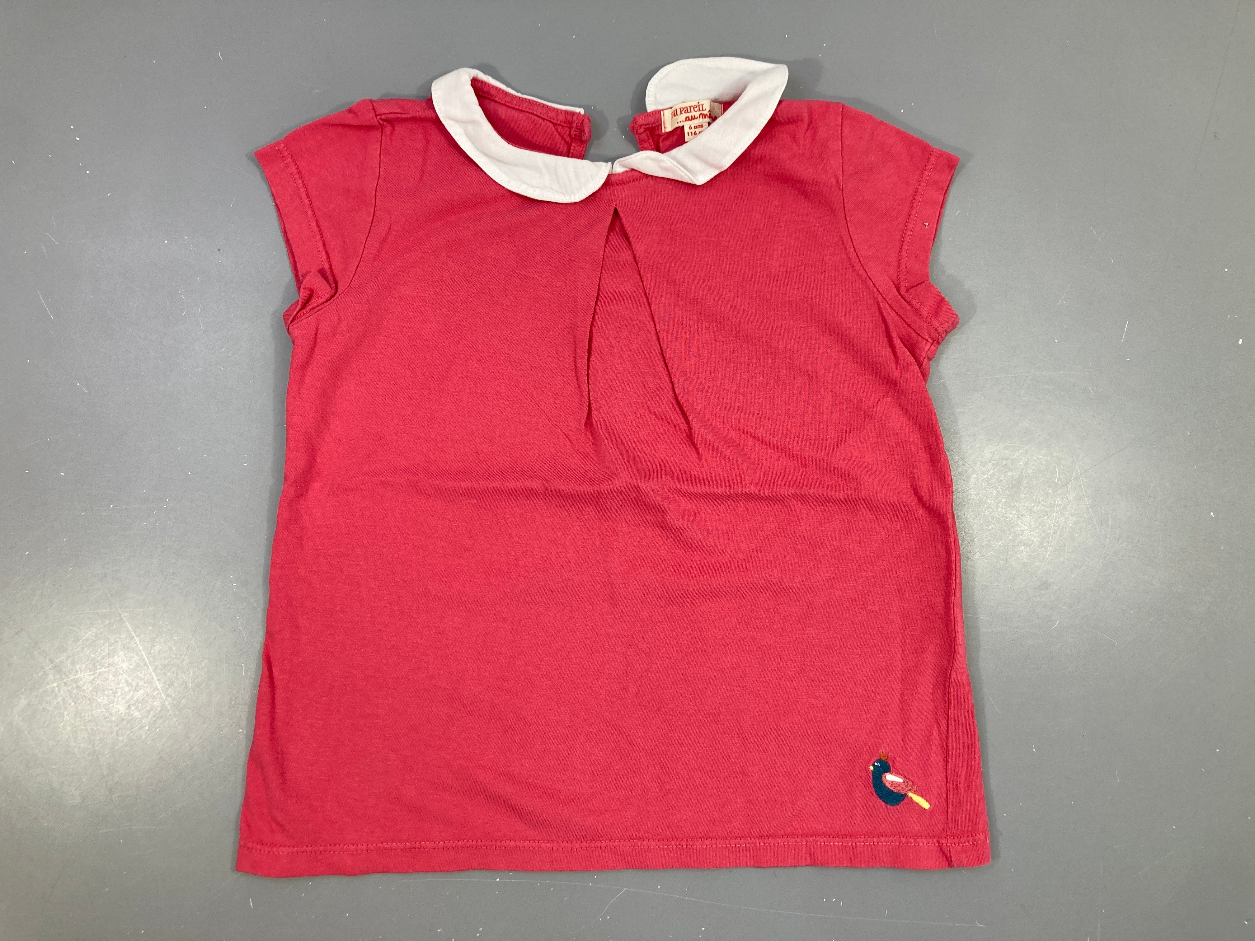 T-shirt m.c rose col , bouloché