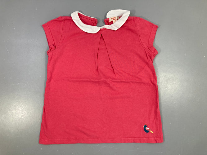 T-shirt m.c rose col , bouloché, moins cher chez Petit Kiwi