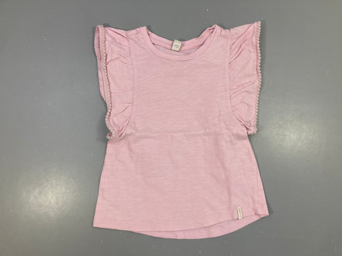 T-shirt m.c rose flammé froufrous, moins cher chez Petit Kiwi