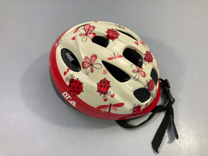 Casque vélo coccinelles-Plastique décoratif un peu fendu coté mais n'engage pas la sécurité, moins cher chez Petit Kiwi