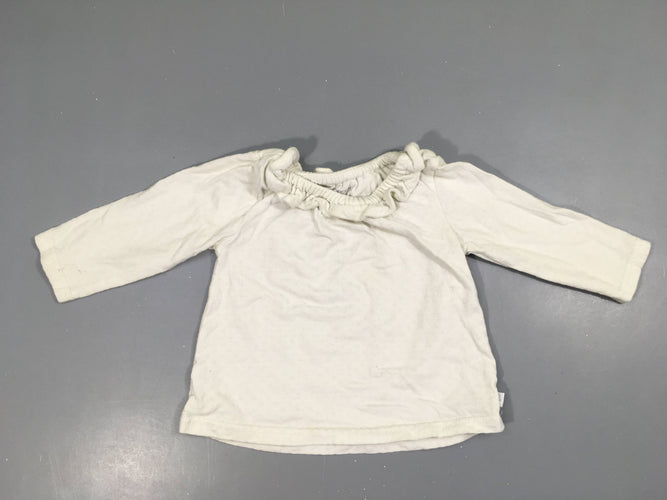 T-shirt m.l blanc texturé froufrou col, moins cher chez Petit Kiwi
