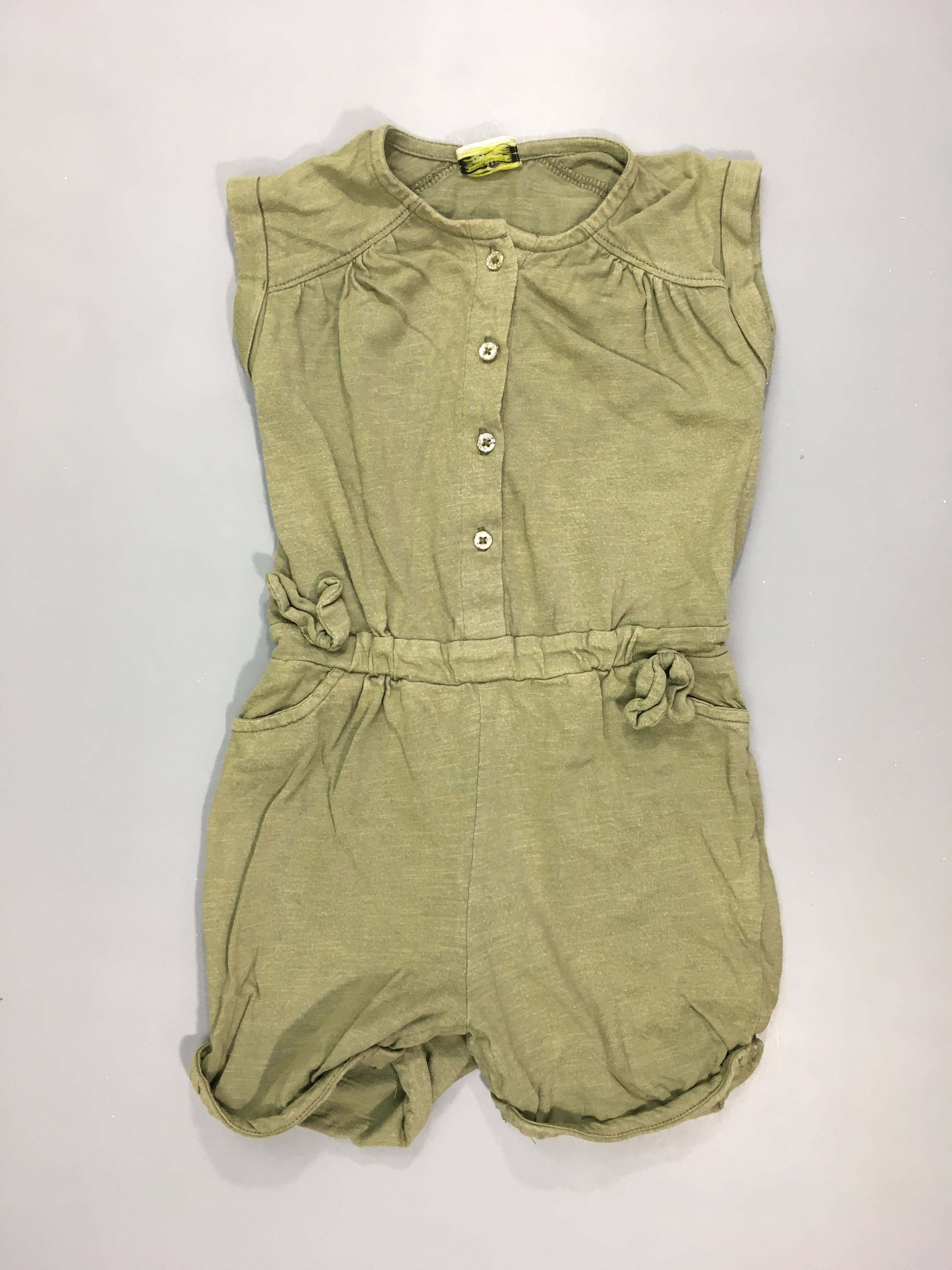 Combishort jersey kaki flammé bouloché