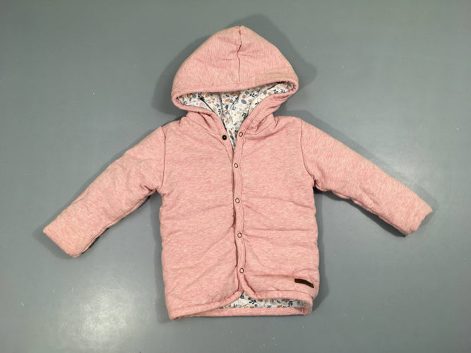 Sweat-veste ouatiné rose clair chiné à capuche Little Dutch, moins cher chez Petit Kiwi