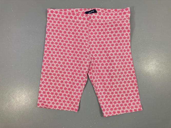 Legging court blanc fleurs roses, moins cher chez Petit Kiwi