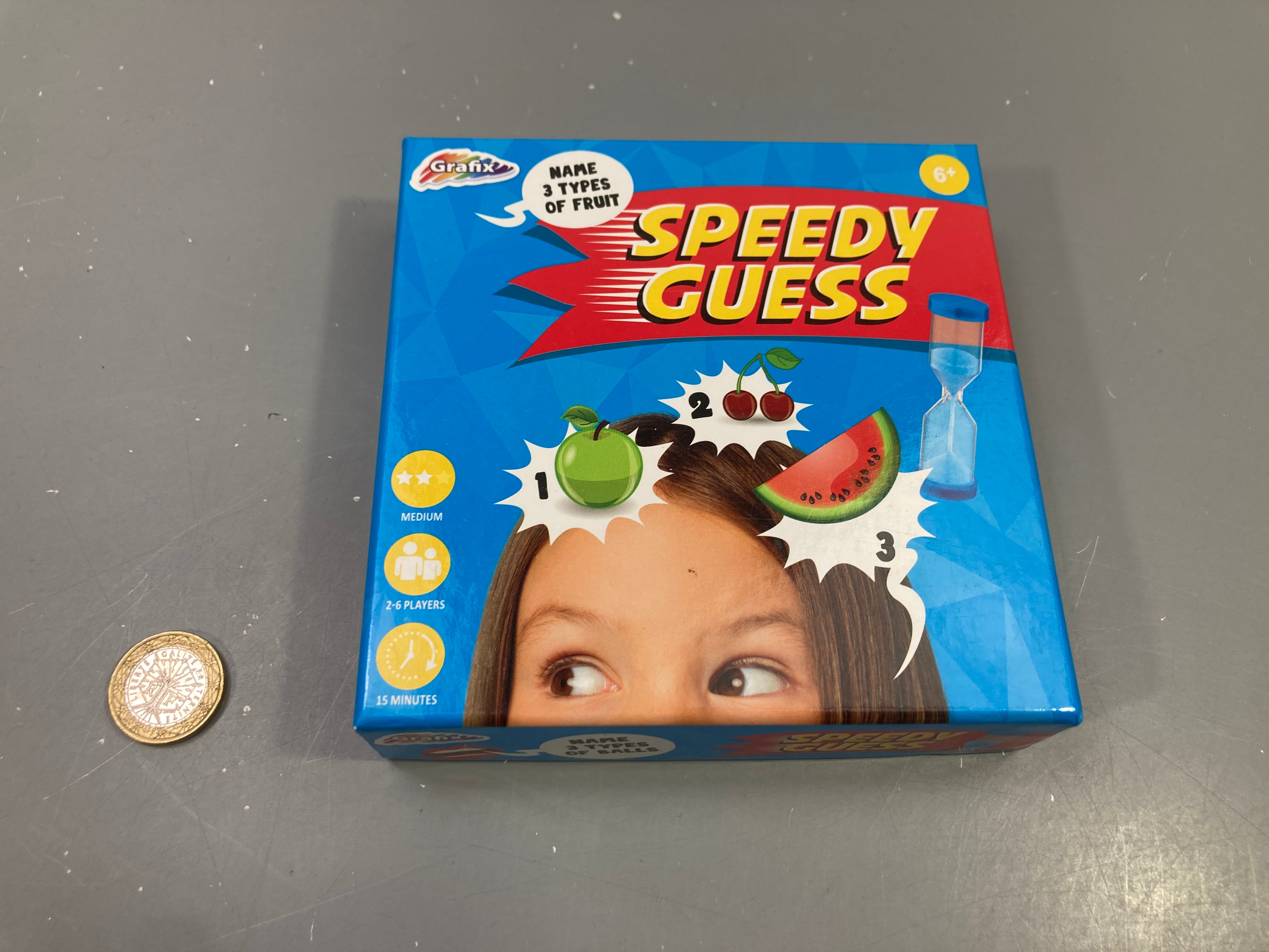 Jeu d'ambiance Speedy Guess avec sablier, 6 ans et +, 2-6 joueurs, Grafix (Action)
