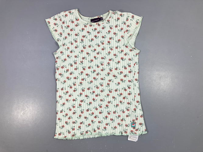 T-shirt m.c côtes vert fleurs cole légèrement taché, moins cher chez Petit Kiwi