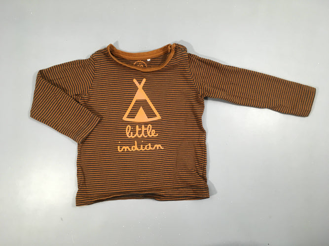 T-shirt m.l brun rayé Tipi, moins cher chez Petit Kiwi