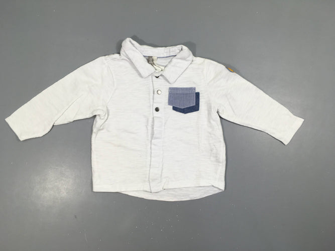 Polo jersey à pressions  blanc poches, moins cher chez Petit Kiwi