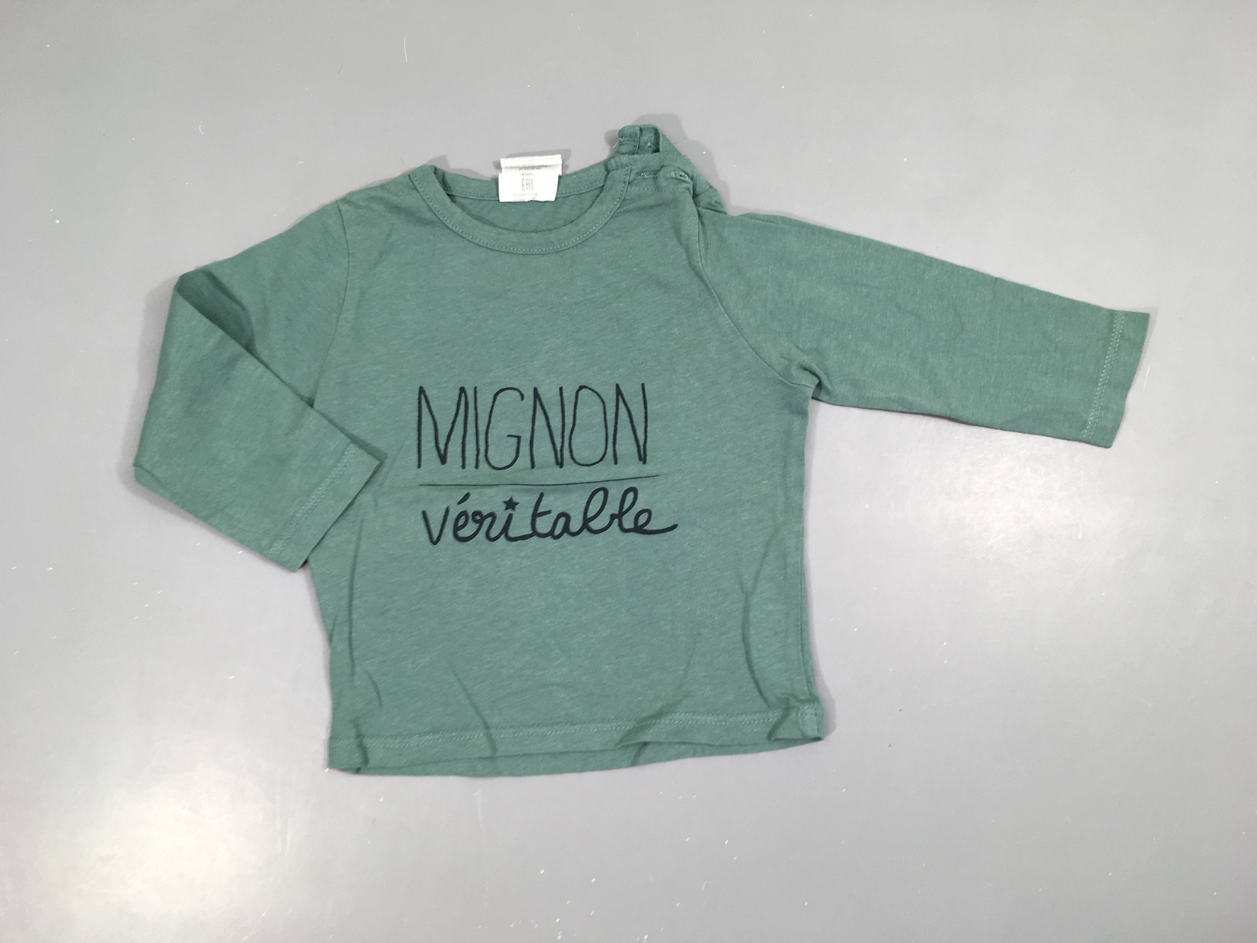 T-shirt m.l vert bleuté Mignon