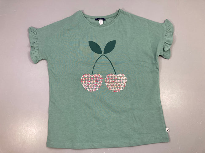 NEUF T-shirt m.c bleu cerises sequins, moins cher chez Petit Kiwi