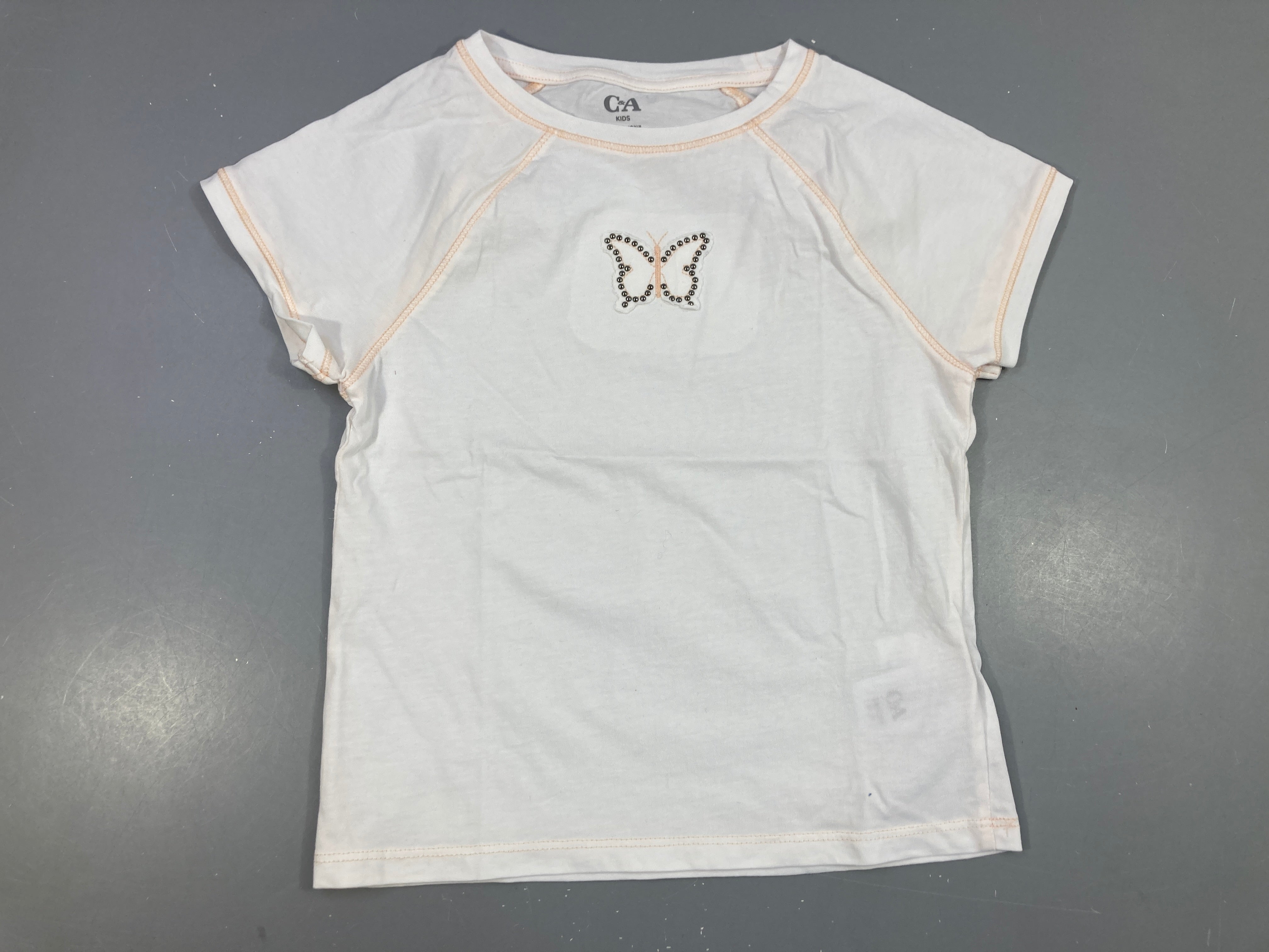 T-shirt m.c blanc/saumon papillon clous