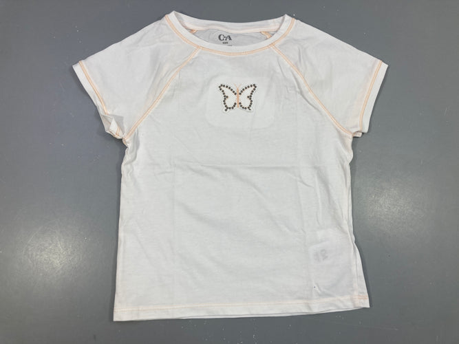 T-shirt m.c blanc/saumon papillon clous, moins cher chez Petit Kiwi