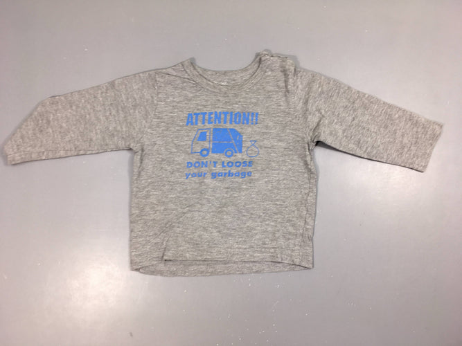 T-shirt m.l gris chiné Attention, moins cher chez Petit Kiwi
