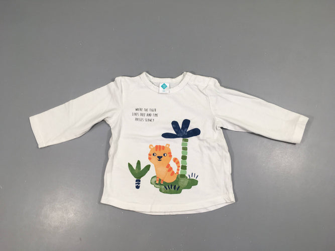 T-shirt m.l blanc félin, moins cher chez Petit Kiwi