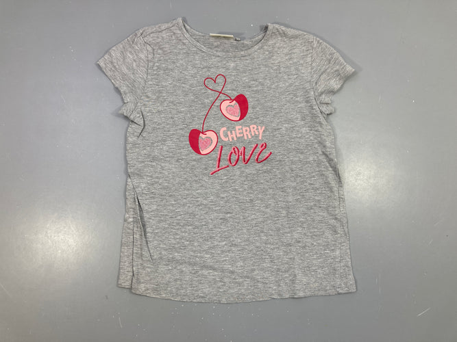 T-shirt m.c gris chiné cerises strass, moins cher chez Petit Kiwi