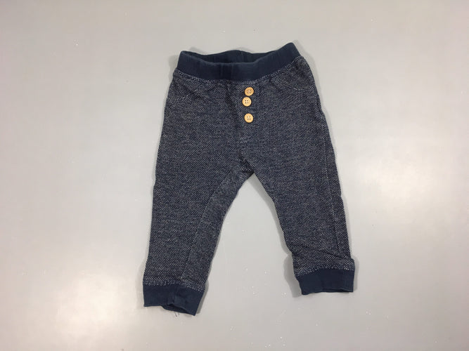 Pantalon bleu texturé chiné gris taille et chevilles élastiques, moins cher chez Petit Kiwi
