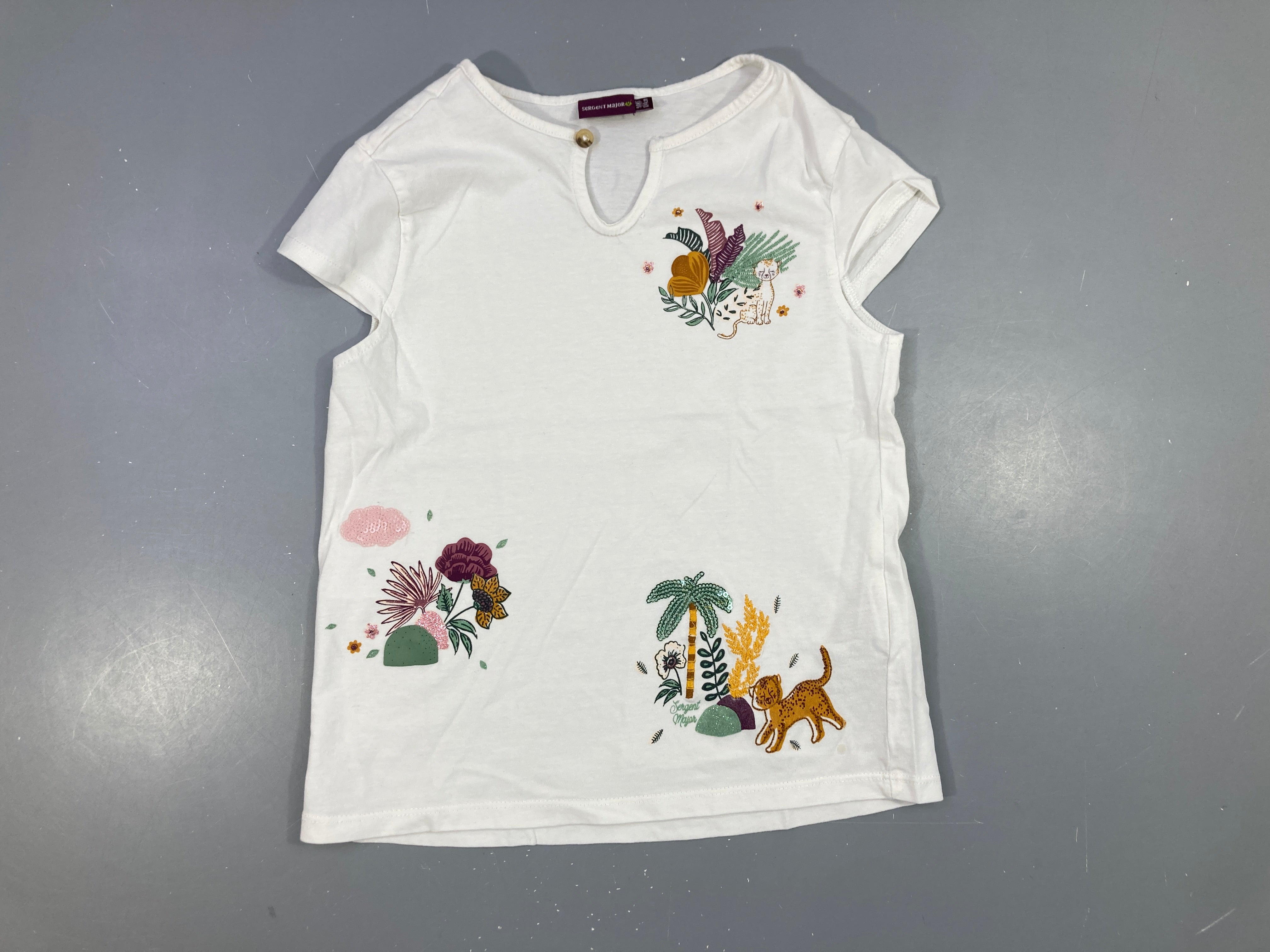 T-shirt m.c blanc léopard sequins