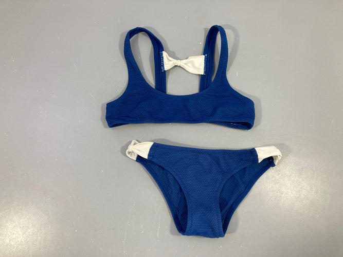 Bikini texturé bleu foncé-blanc Calzedonia, moins cher chez Petit Kiwi