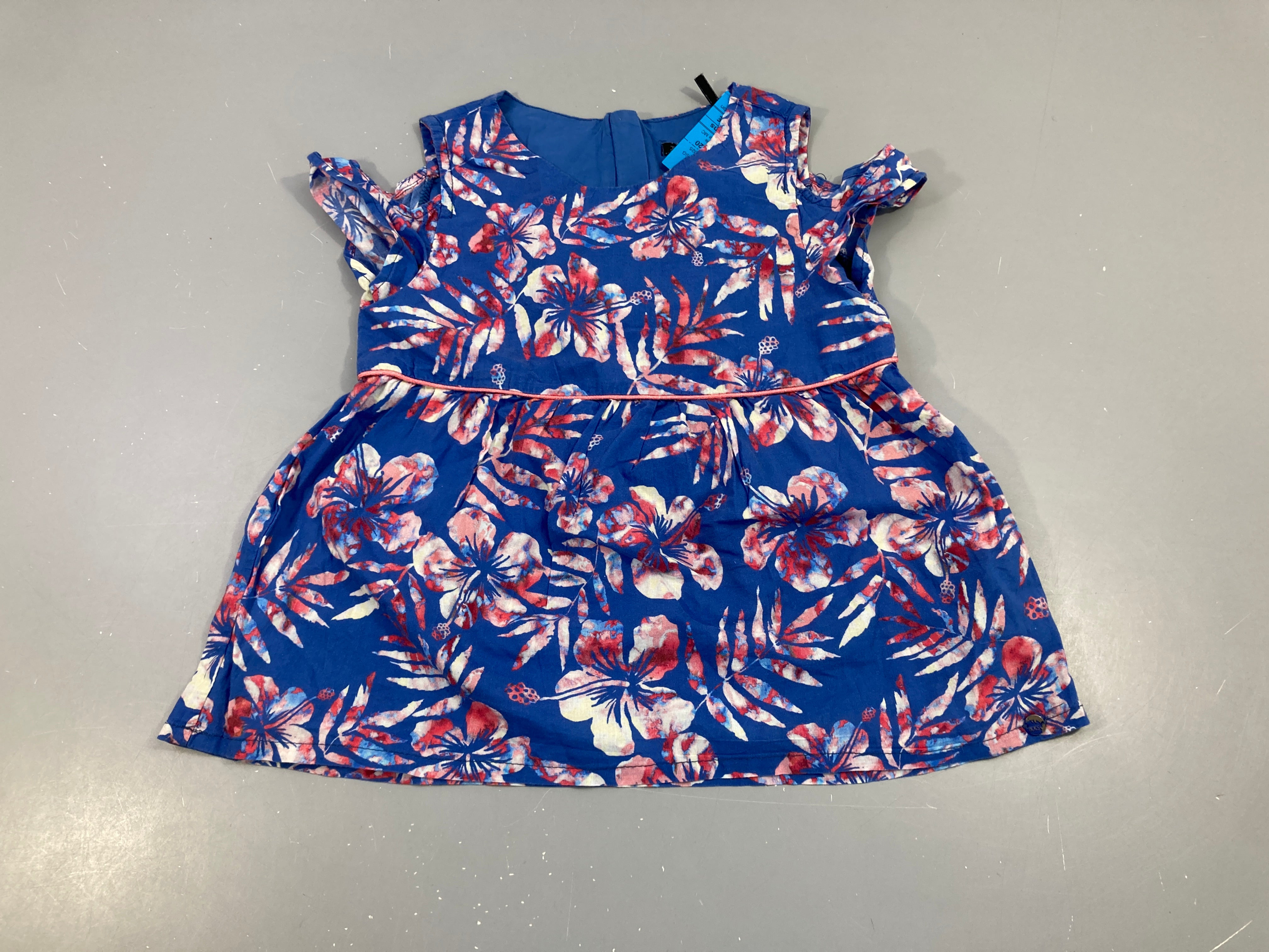 Blouse m.c bleu fleurs