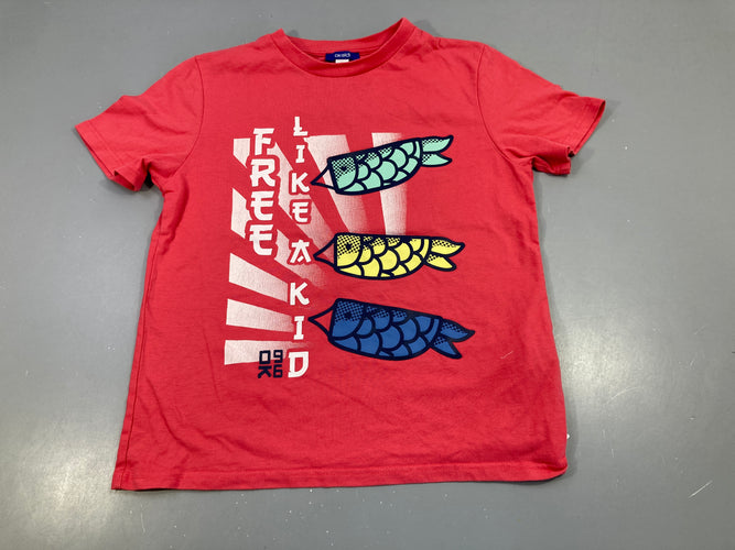 T-shirt m.c rose motifs japonais, flocage un peu usé, moins cher chez Petit Kiwi
