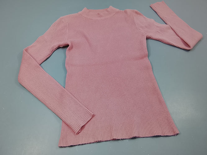 Pull col roulé rose côtelé, pas de taille indiquée, estimée S, moins cher chez Petit Kiwi