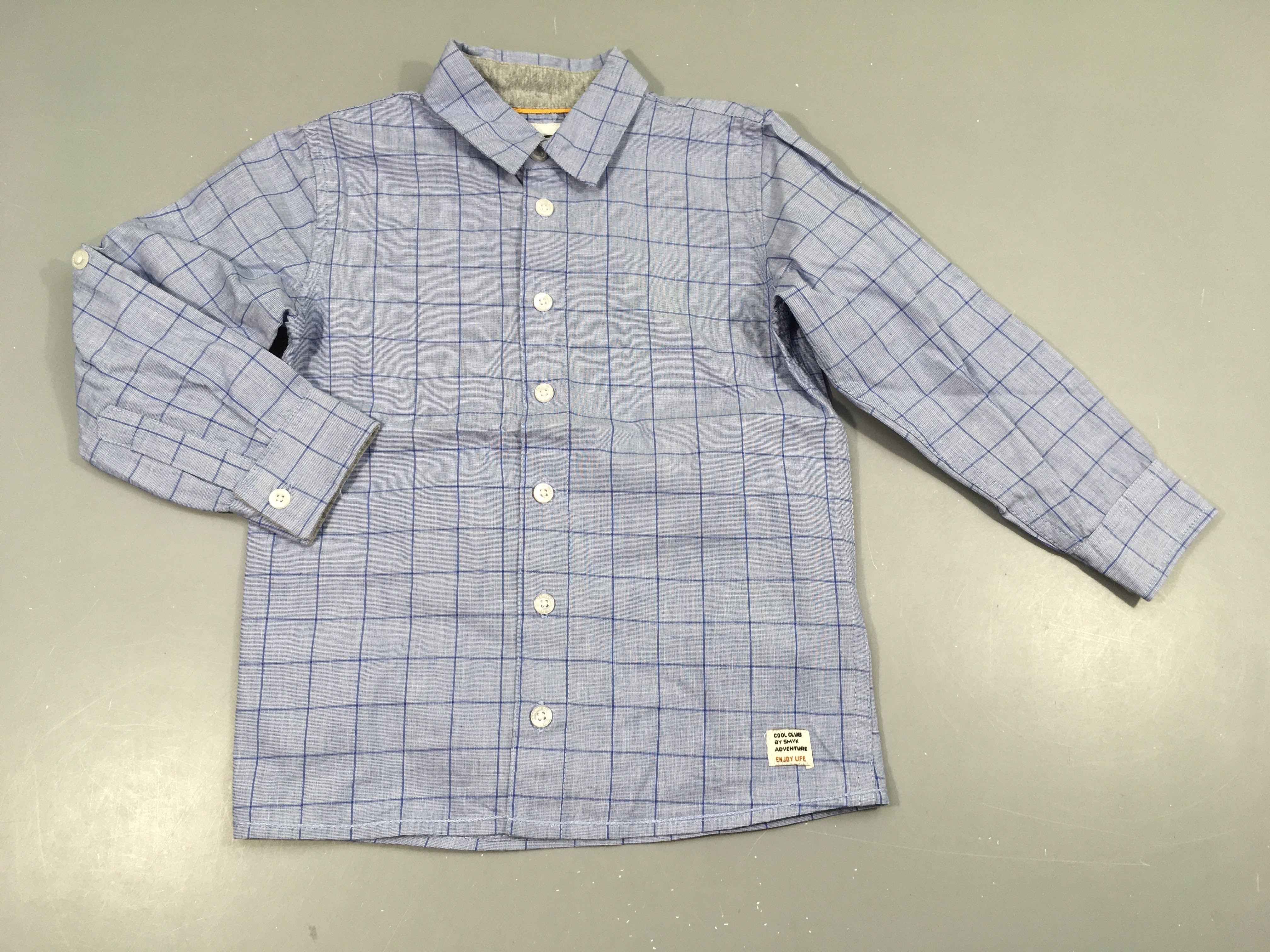 Chemise m.l bleu à carreaux