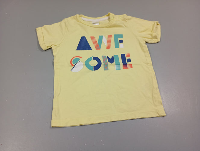 T-shirt m.c jaune clair "A WE SOME", moins cher chez Petit Kiwi