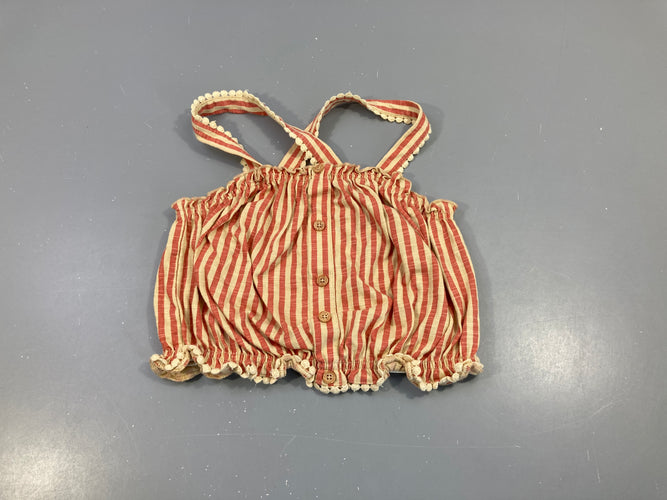 Top jersey beige rayé rouge flammé, moins cher chez Petit Kiwi
