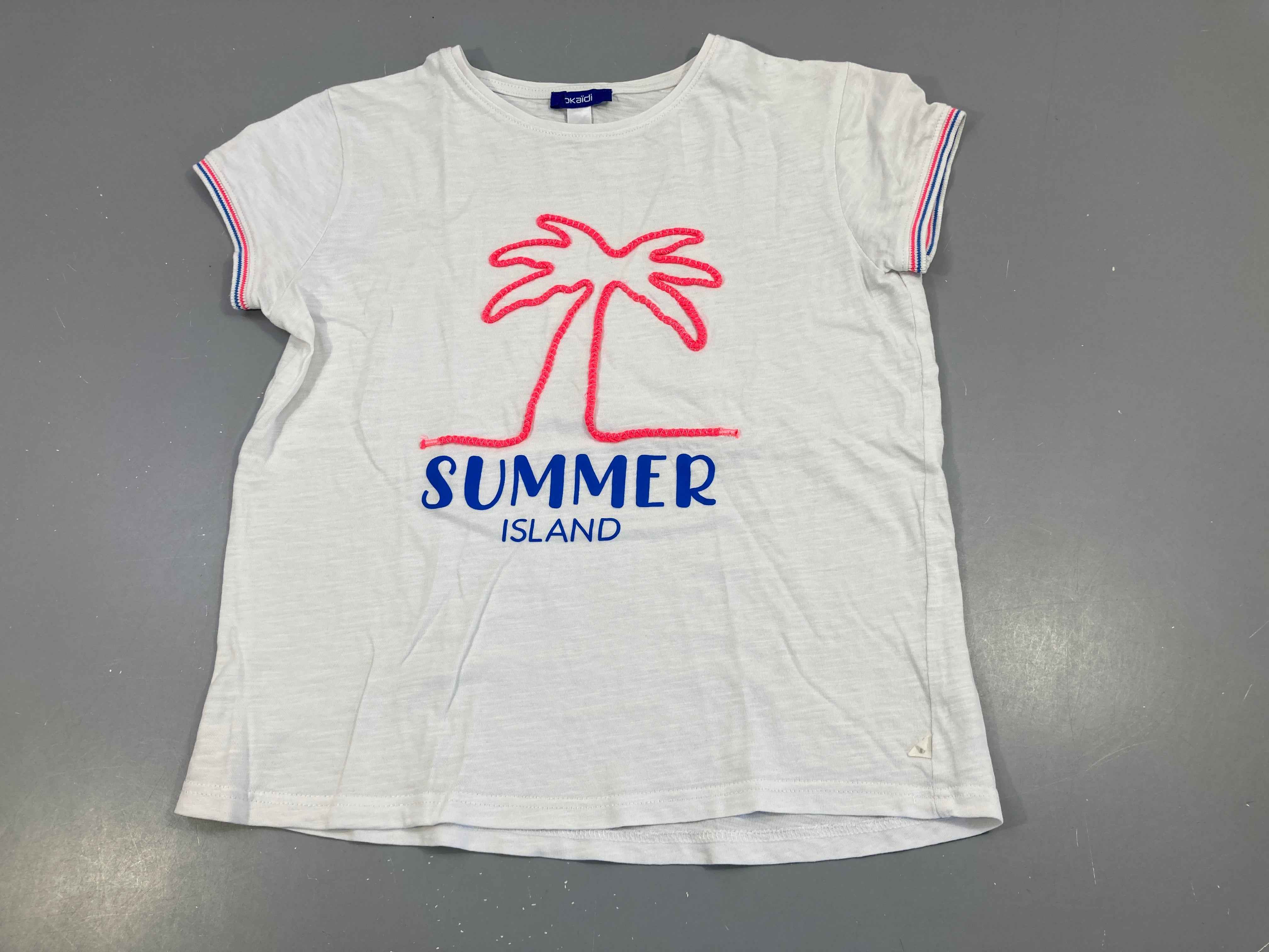T-shirt m.c blanc flammé palmier relief