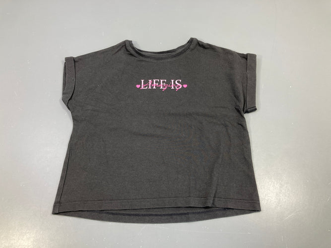 T-shirt m.c noir Life, legèrement bouloché, moins cher chez Petit Kiwi