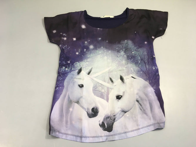 T-shirt m.c bi-matière mauve chevaux, moins cher chez Petit Kiwi