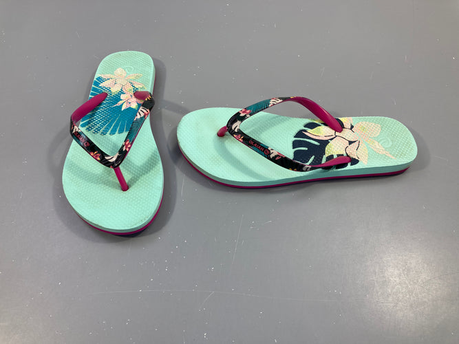 Tongs turquoise feuilles, 37-38, moins cher chez Petit Kiwi