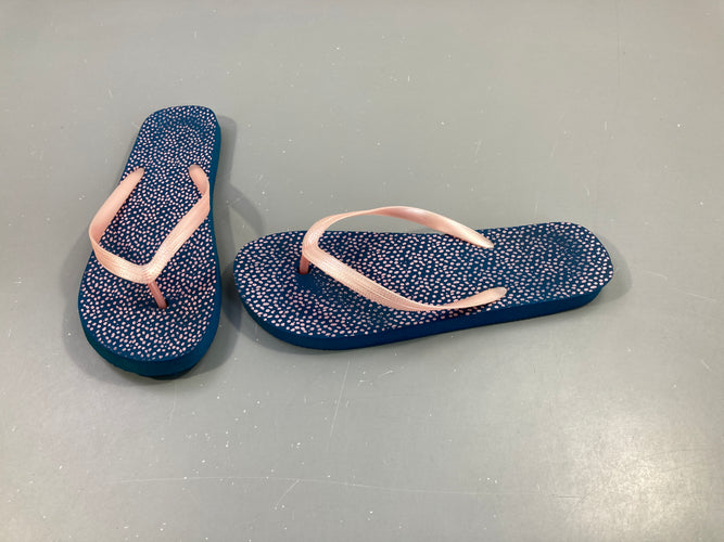Tongs bleu pois roses, 38-39, moins cher chez Petit Kiwi