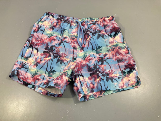 Maillot short bleu palmiers, moins cher chez Petit Kiwi
