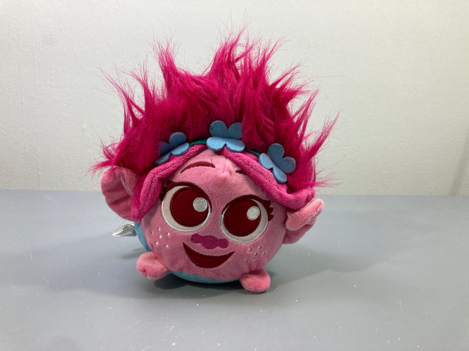 Peluche Trolls Poppy rose, cheveux fuchsia, moins cher chez Petit Kiwi