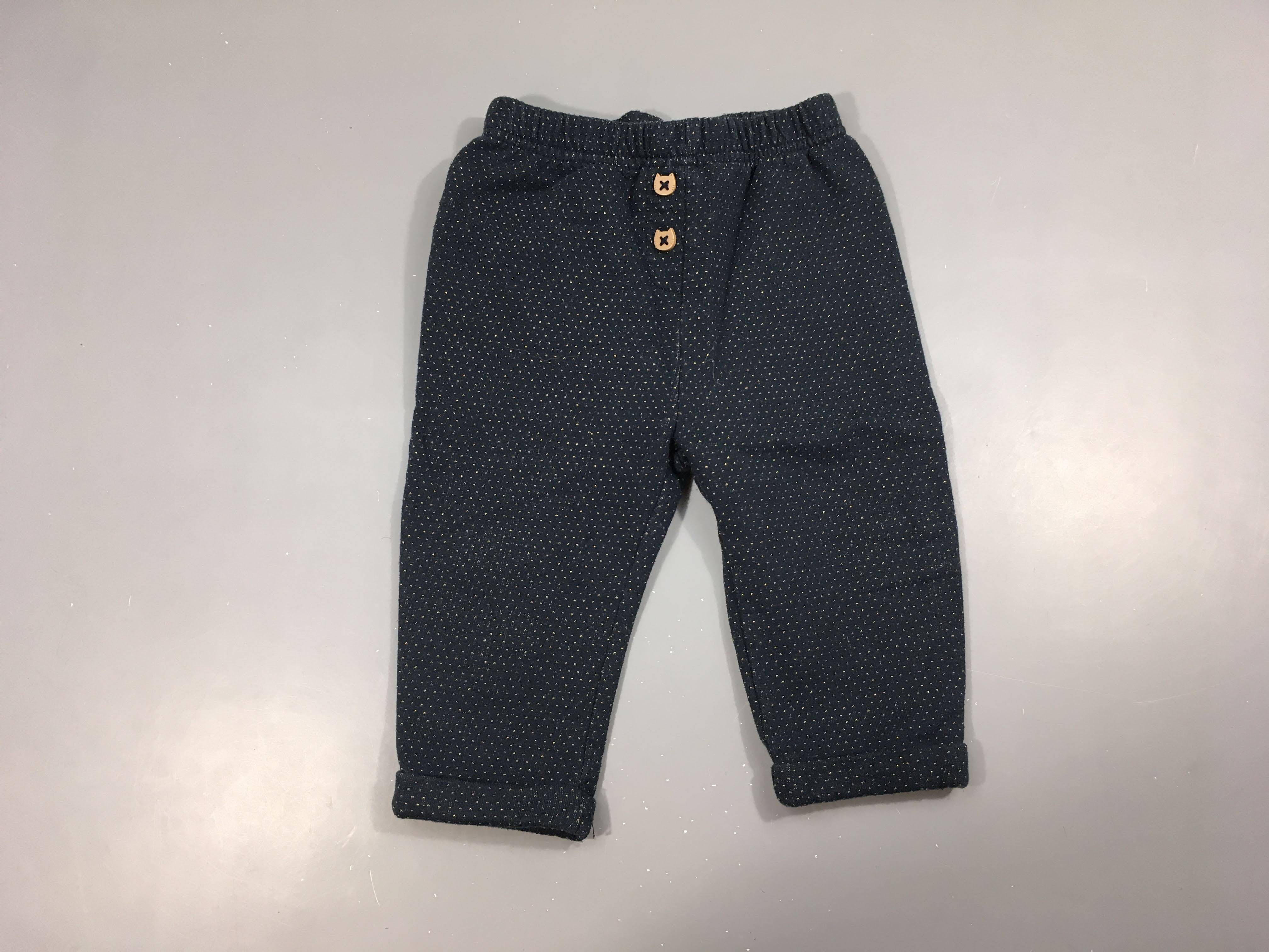 Pantalon molleton bleu foncé pois dorés