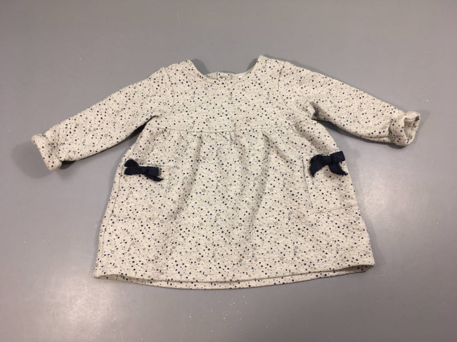 Robe m.l molleton gris chiné pois, moins cher chez Petit Kiwi