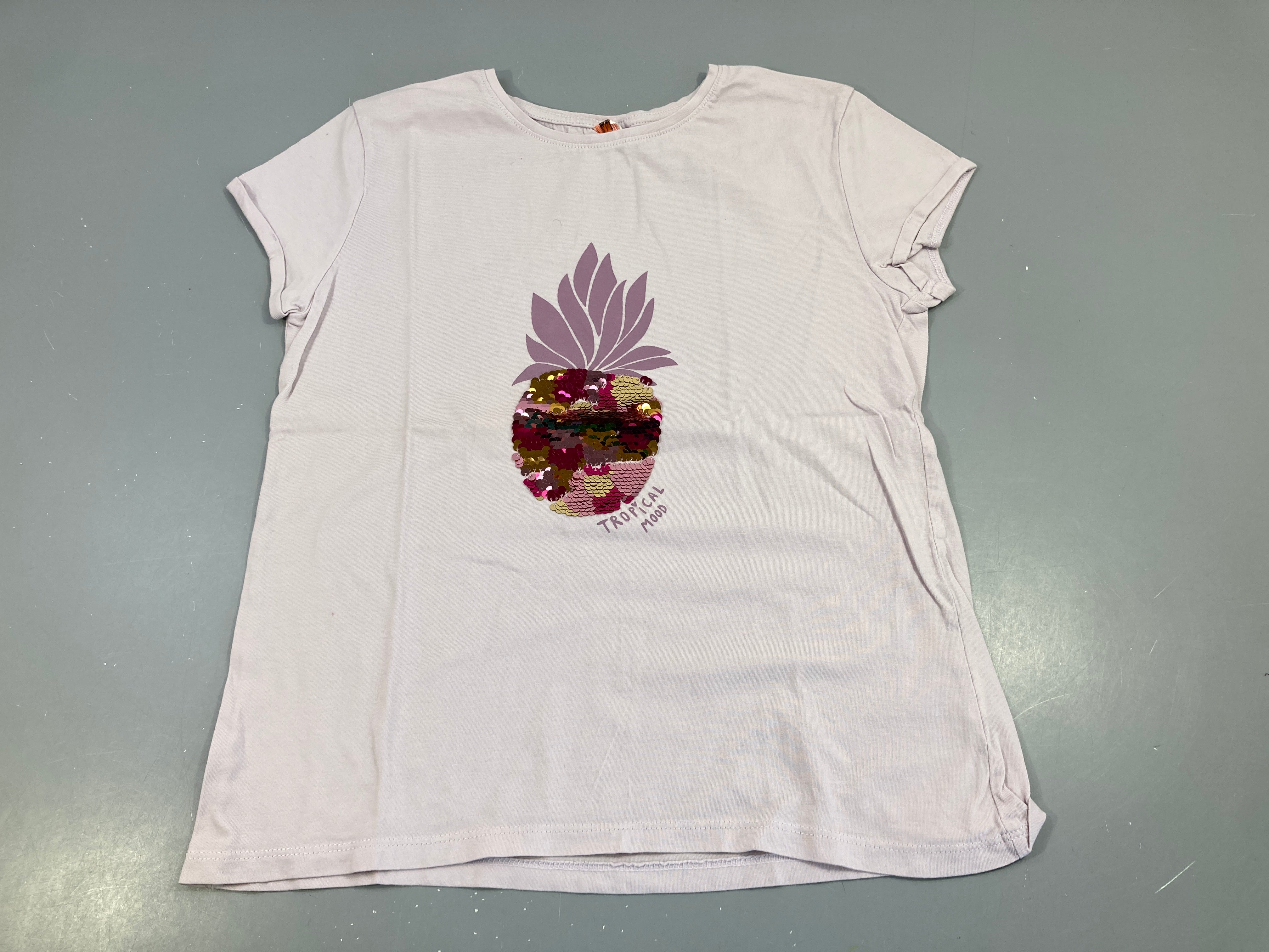 T-shirt m.c mauve ananas sequins réversibles