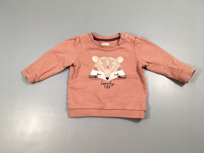 Sweat rose fox relief, moins cher chez Petit Kiwi